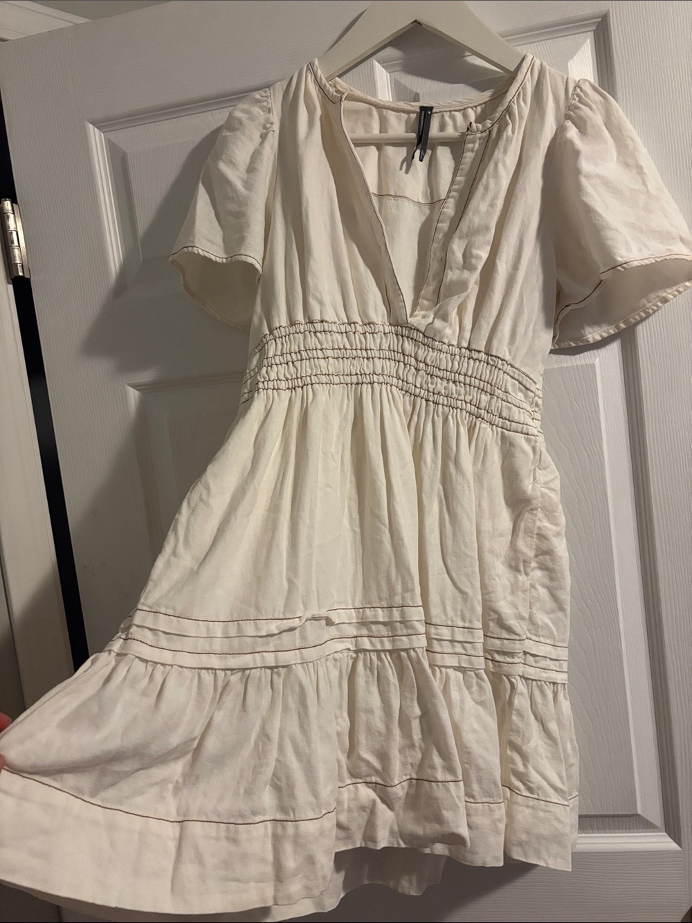 white Anthropologie mini dress cotton